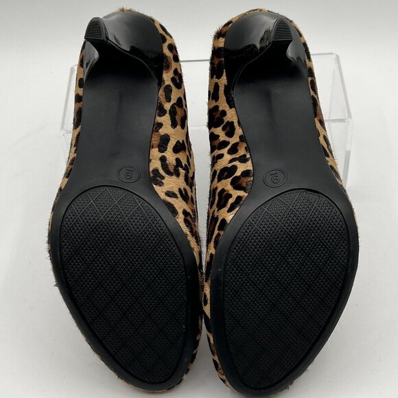 Merona Womens 9 Leather Fur Calf Hair Leopard Pumps Animal Print High Heel Shoes - Picture 12 of 13